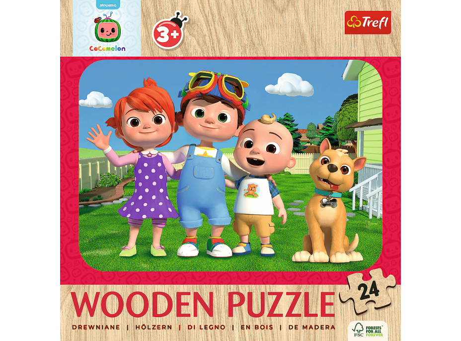 TREFL Drevené puzzle Cocomelon: Veselý Cocomelon 24 dielikov