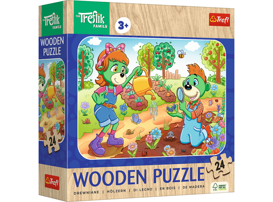 Drevené puzzle Treflíci: Zoznámte sa s rodinou Treflíkov 24 dielikov