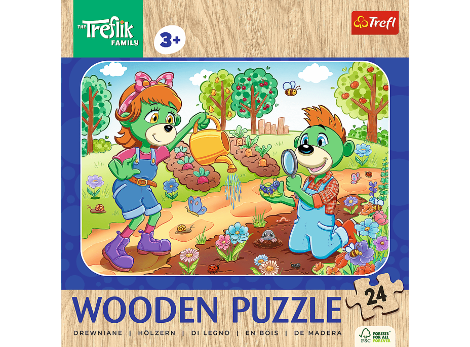 Drevené puzzle Treflíci: Zoznámte sa s rodinou Treflíkov 24 dielikov