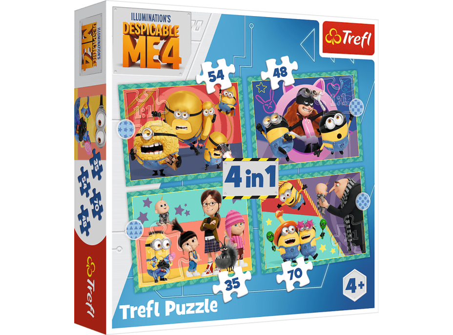 TREFL Puzzle Ja, zloduch 4: Šialenie Mimoni 4v1 (35,48,54,70 dielikov)