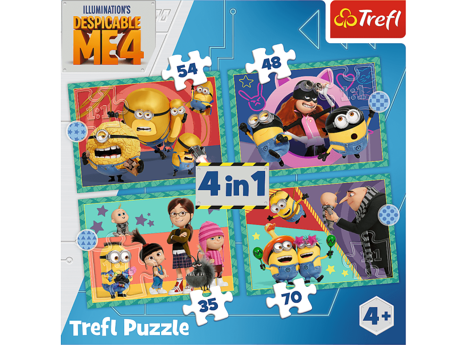 TREFL Puzzle Ja, zloduch 4: Šialenie Mimoni 4v1 (35,48,54,70 dielikov)