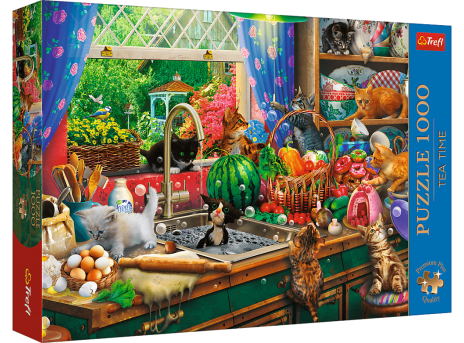 TREFL Puzzle Premium Plus Tea Time: Rozverné mačiatka1000 dielikov