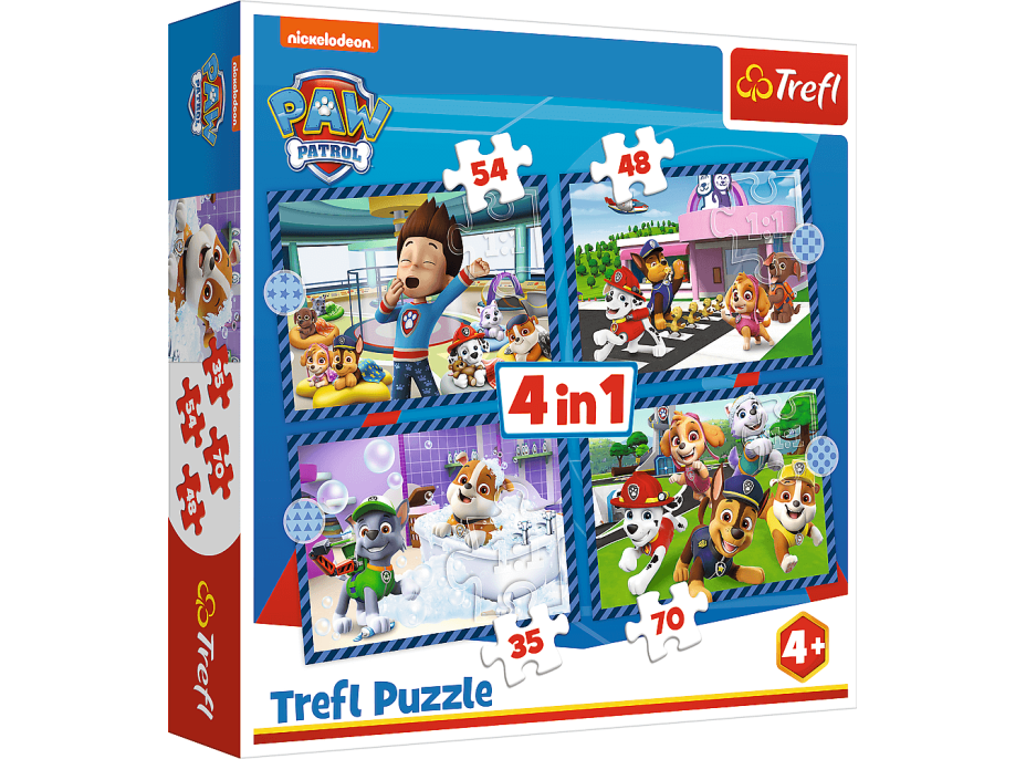 TREFL Puzzle Tlapková patrola: Psie záležitosti 4v1 (35,48,54,70 dielikov)