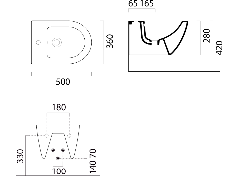 GSI PURA bidet závesný 36x50cm, blush mat 8864124