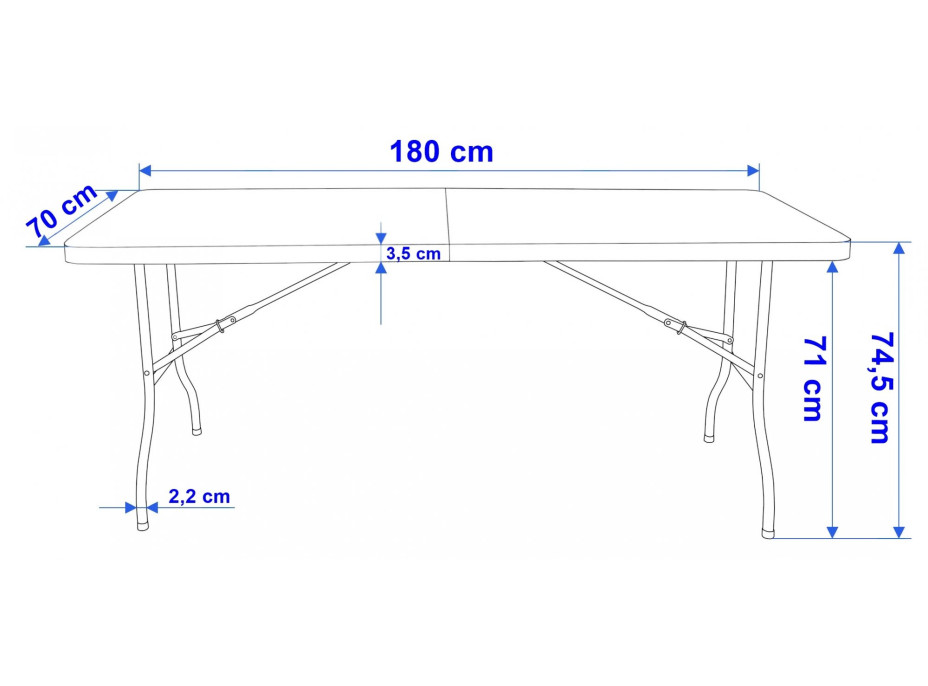 Cateringový stôl BALI White 180 cm - biely