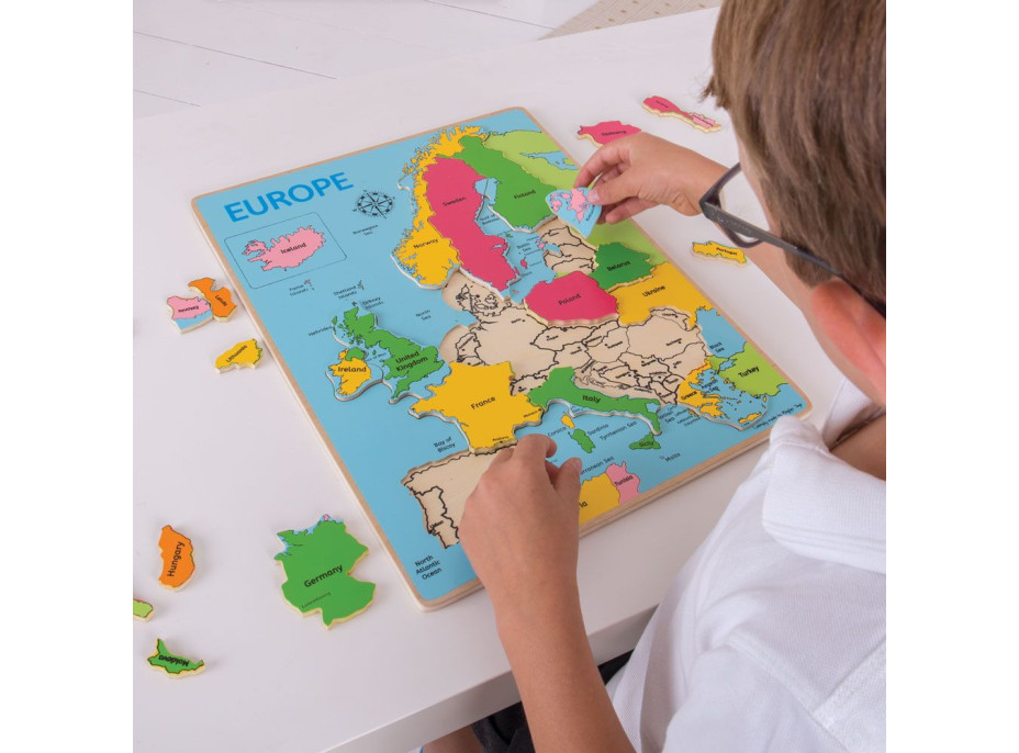 Bigjigs Toys Drevené puzzle mapa Európy 25dílků