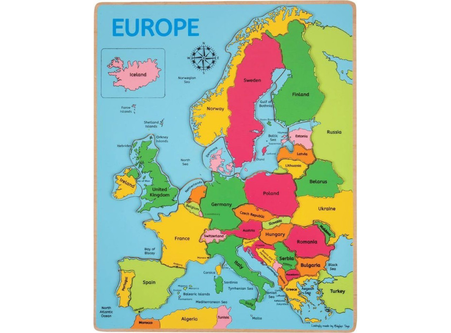 Bigjigs Toys Drevené puzzle mapa Európy 25dílků