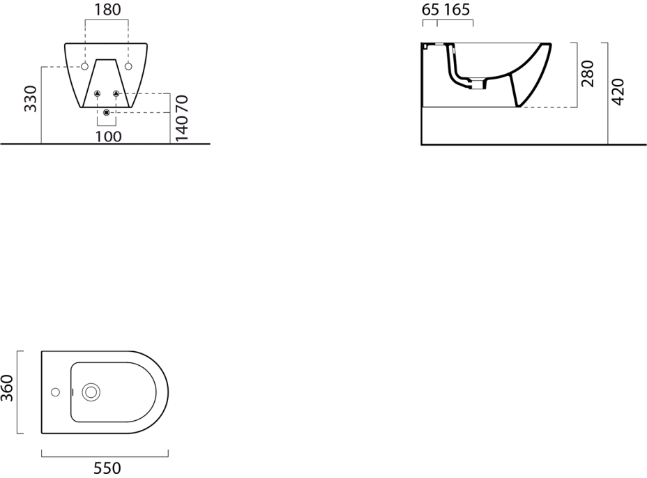 GSI PURA bidet závesný, 36x55cm, blush mat 8865124