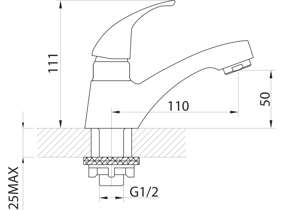 Sapho SMALL stojankový umývadlový ventil 1/2", 111mm, chróm SM21