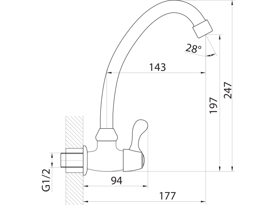 Aqualine Nástenný guľový ventil 1/2", otočná hubica, chróm ZY1813