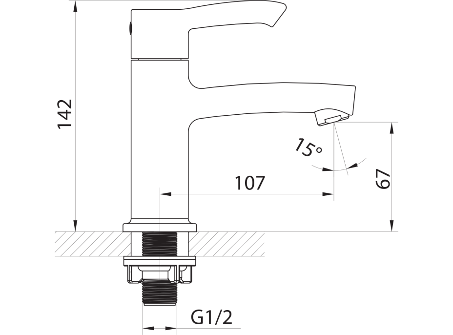 Sapho SMALL stojankový umývadlový ventil 1/2", 142mm, chróm SM22