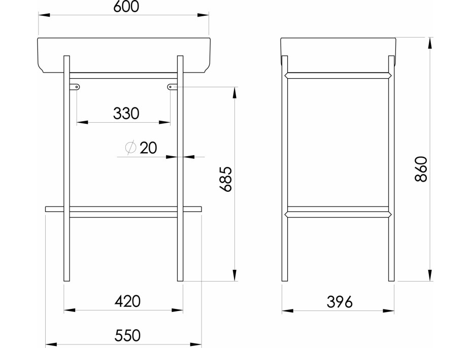 Sapho PUNO podstavec s umývadlom 600x860x396mm, zlato mat SKA590-5-01