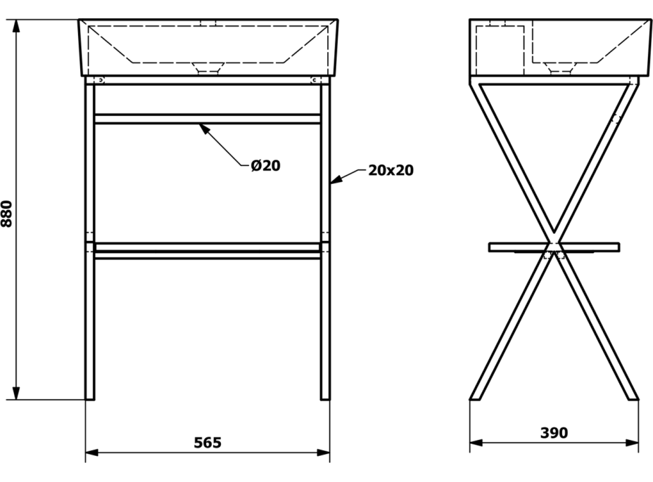 Sapho FERRO podstavec s umývadlom 600x880x420mm SKA560-1-01