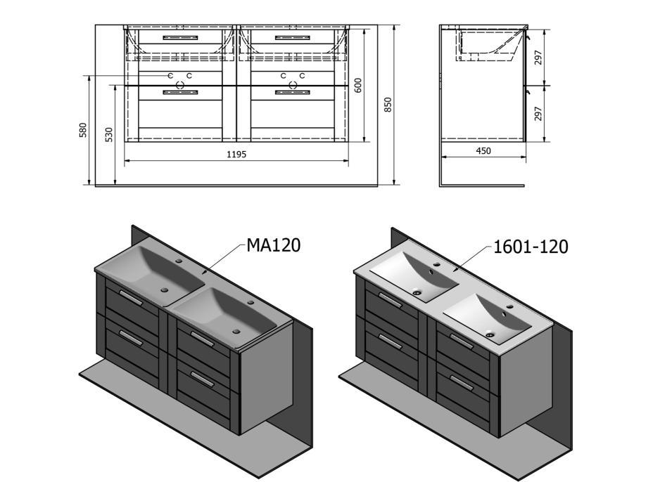 Sapho Kúpeľňový set AMIA 120, dub collingwood KSET-042