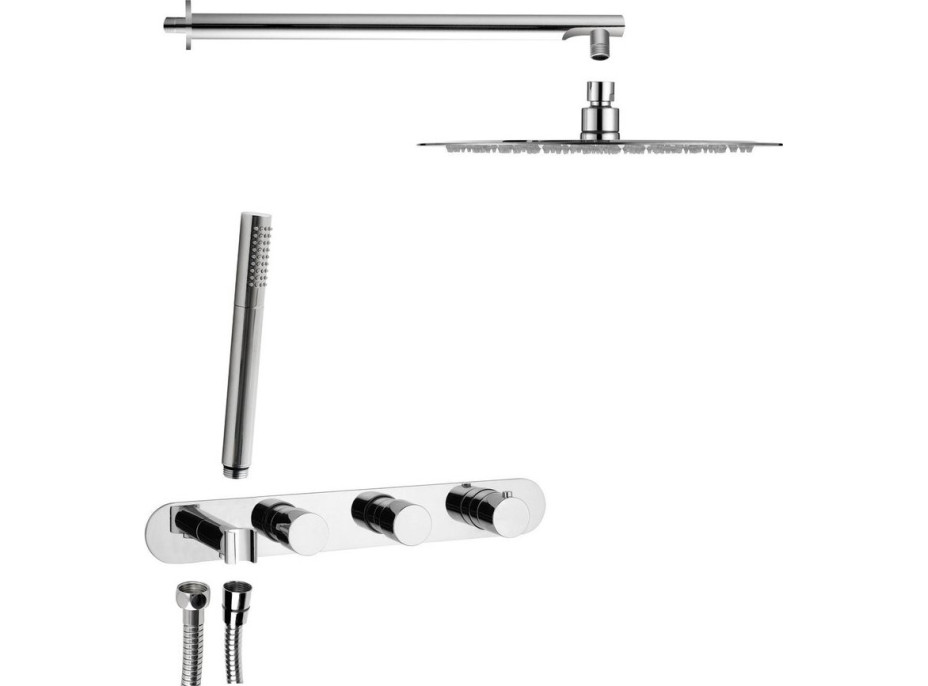 Sapho Podomietkový sprchový set s termostatickou batériou a držiakom ručnej sprchy, 2 výstupy, okrúhla, chróm MB623-01