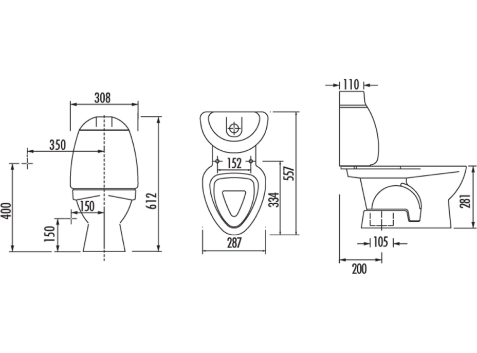 CREAVIT KID WC kombi detské, spodný odpad, dekor CK301.400.0F