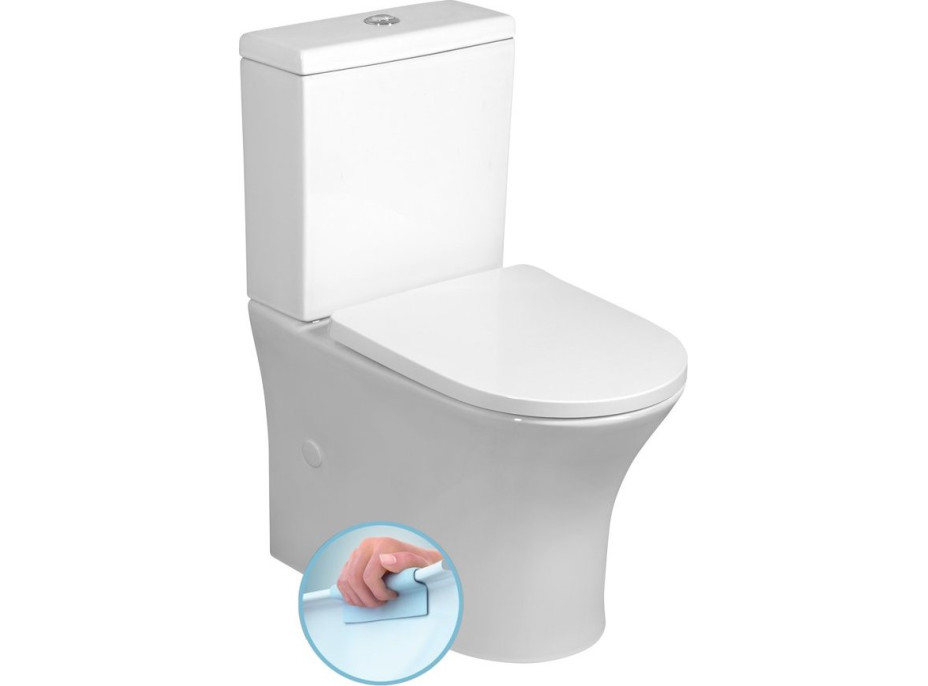 Bruckner LEON RIMLESS WC kombi misa s nádržkou, spodný/zadný odpad, biela 201.437.4