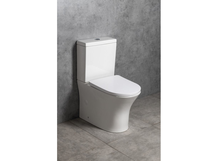 Bruckner LEON RIMLESS WC kombi misa s nádržkou, spodný/zadný odpad, biela 201.437.4