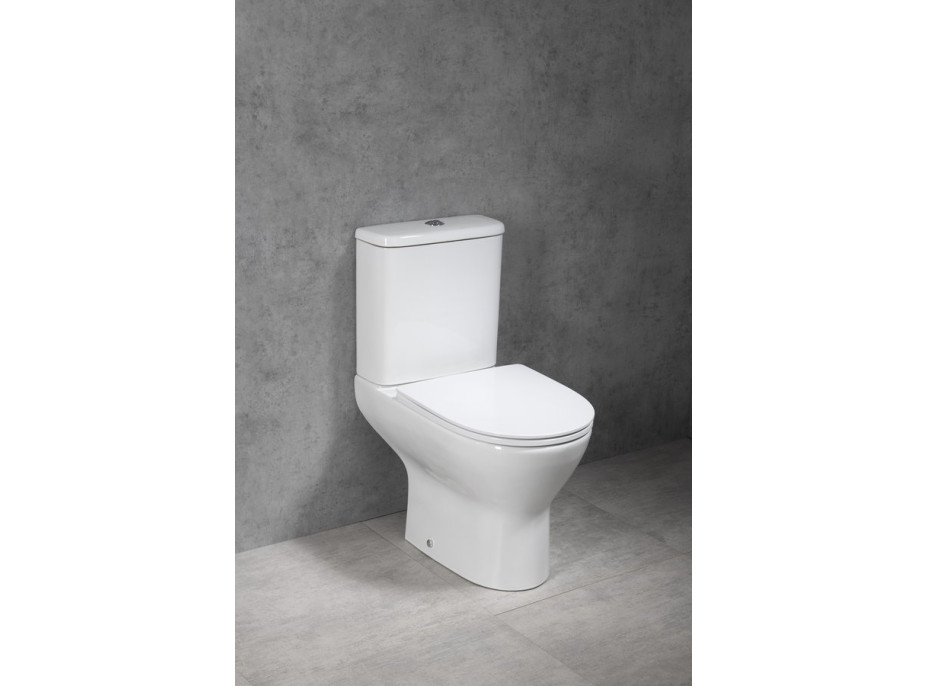 Bruckner DARIO RIMLESS WC kombi misa s nádržkou, spodný/zadný odpad, biela 201.431.4