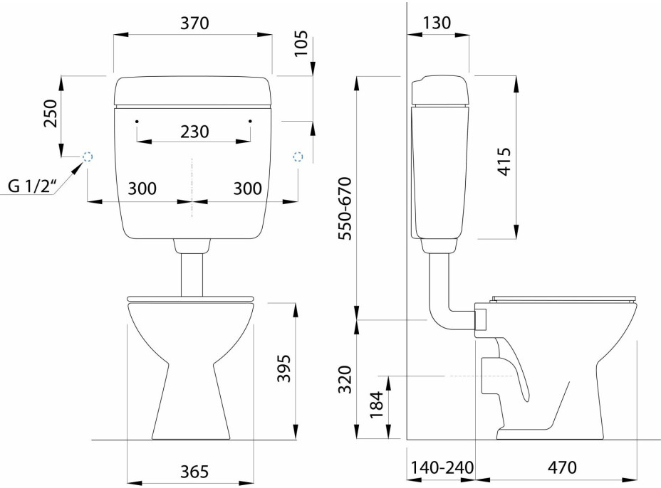 CREAVIT WC kombi, dvojtlačítko 4, 5/6l, zadný odpad, biela TP3306