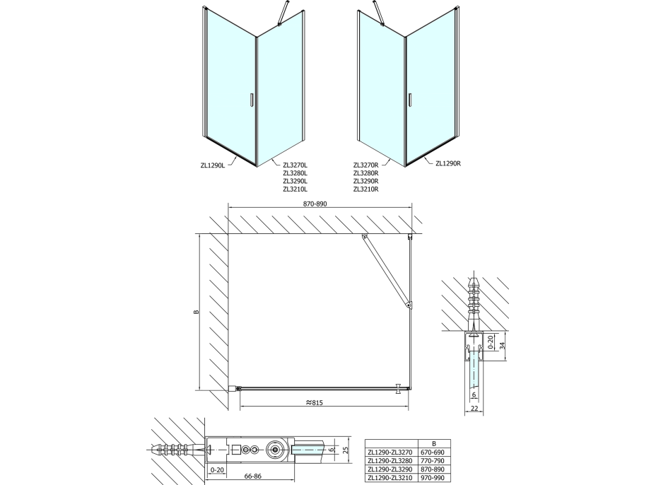 Polysan ZOOM obdĺžnikový sprchovací kút 900x700mm L/P variant ZL1290ZL3270