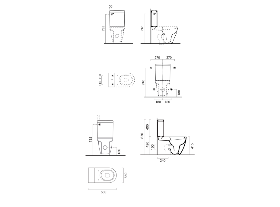 GSI PURA WC kombi, spodný/zadný odpad, biela ExtraGlaze WCSET881711-PURA