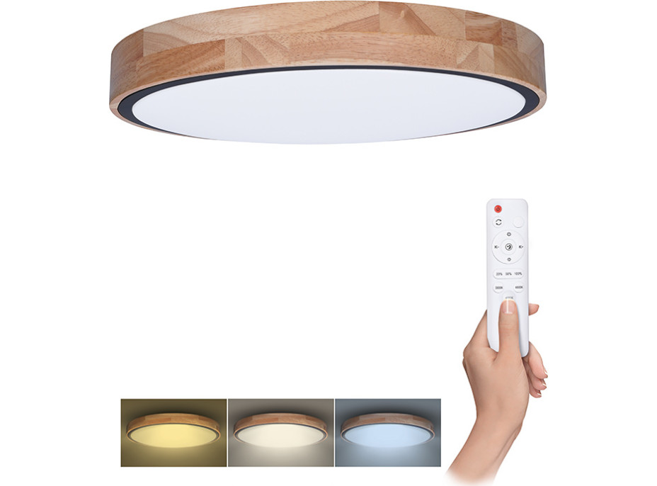 Solight LED osvetlenie s diaľkovým ovládačom Iron Oak, 48W, 3360lm, 40cm, zmena chromatickosti, stmievateľné