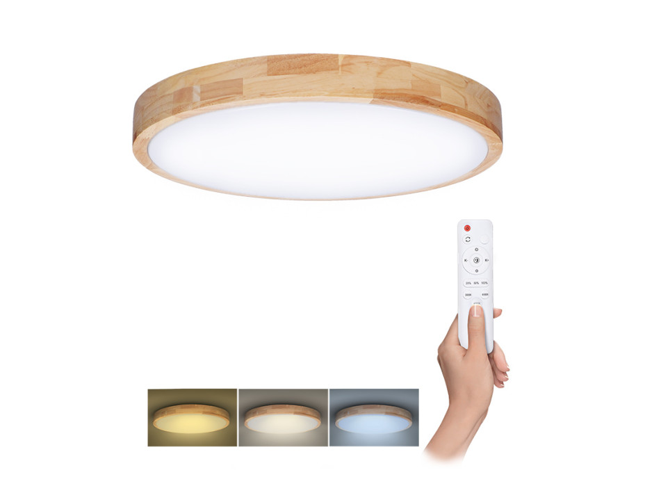 Solight LED osvetlenie s diaľkovým ovládačom Solid Oak, 48W, 3360lm, 39cm, zmena chromatickosti, stmievateľné