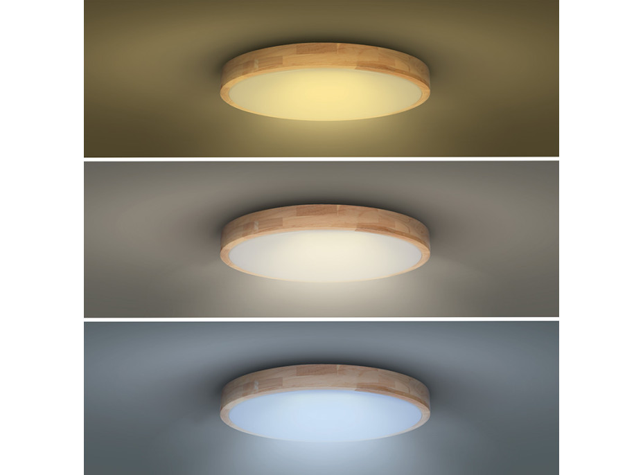 Solight LED osvetlenie s diaľkovým ovládačom Solid Oak, 48W, 3360lm, 39cm, zmena chromatickosti, stmievateľné