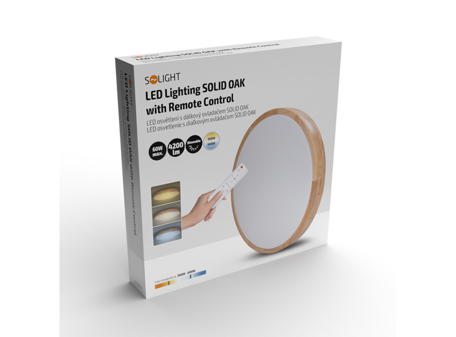 Solight LED osvetlenie s diaľkovým ovládačom Solid Oak, 60W, 4200lm, 51cm, zmena chromatickosti, stmievateľné