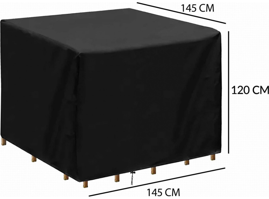 Ochranný vodeodolný obal na záhradný nábytok ARENA 145x145x120 cm - čierny