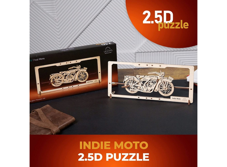 Ugears 2.5D drevené mechanické puzzle India Moto