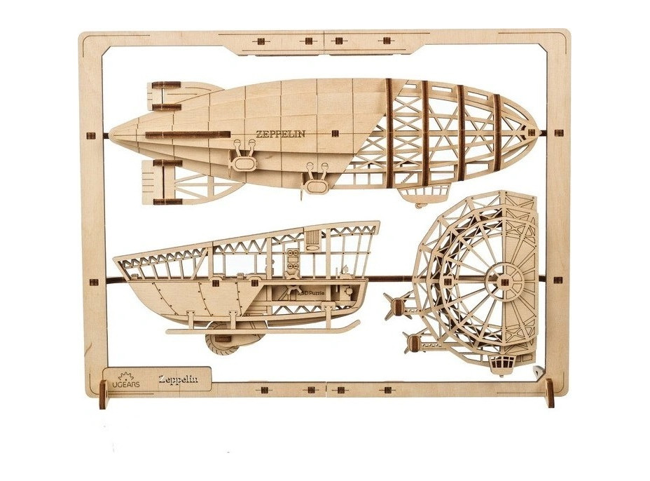 Ugears 2.5D drevené mechanické puzzle vzducholoď Zeppelin