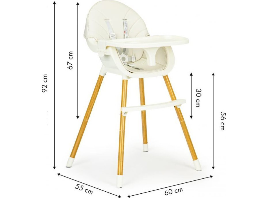 ECOTOYS Jedálenská stolička 2v1 Béžová