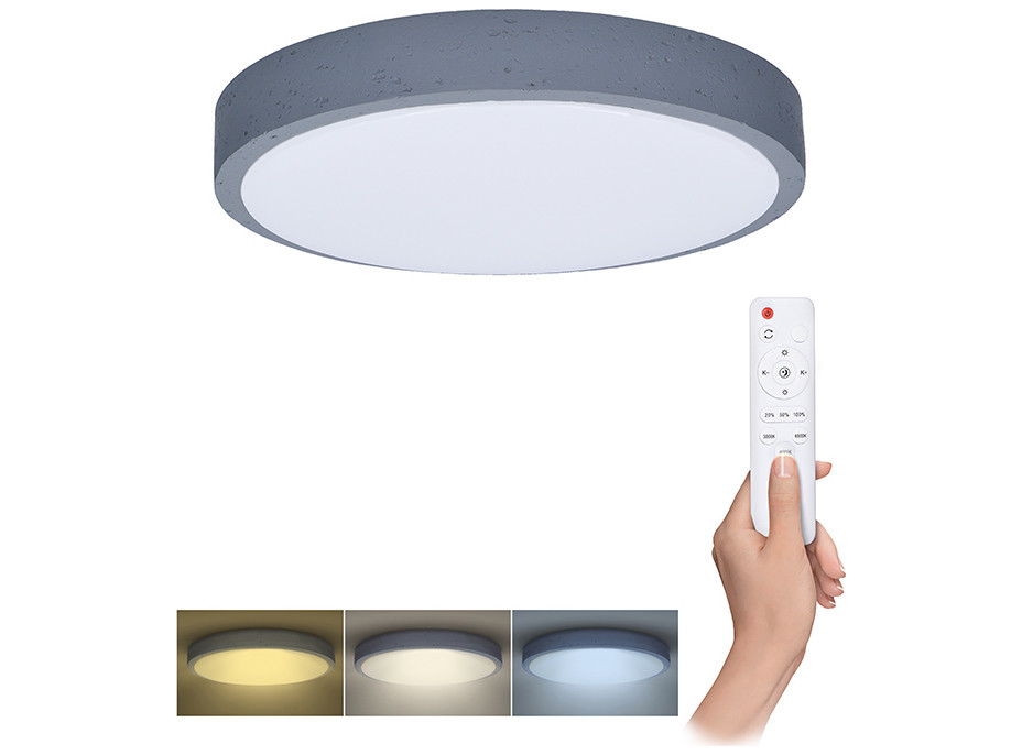 Solight LED osvetlenie s diaľkovým ovládačom Grey, 48W, 3360lm, 38cm, zmena chromatickosti, stmievateľné