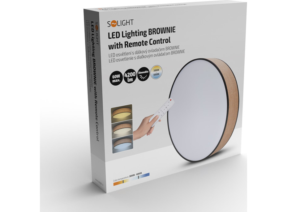 Solight LED osvetlenie s diaľkovým ovládačom Brownie, 60W, 4200lm, 50cm, zmena chromatickosti, stmievateľné