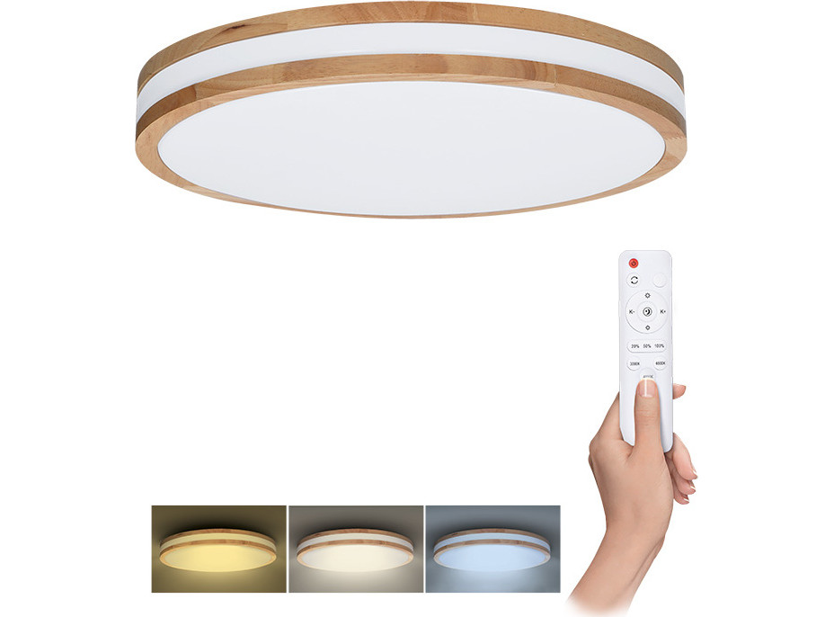 Solight LED osvetlenie s diaľkovým ovládačom Woody, 48W, 3360lm, 38cm, zmena chromatičnosti, stmievateľné