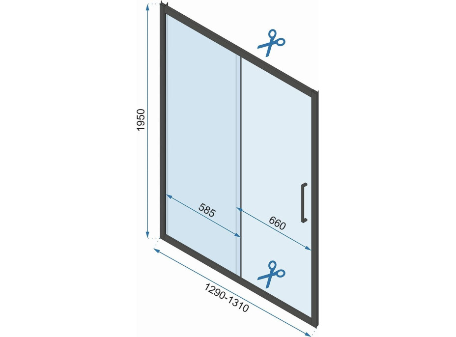 Sprchové dvere Rea RAPID slide 130 cm - brúsené zlaté