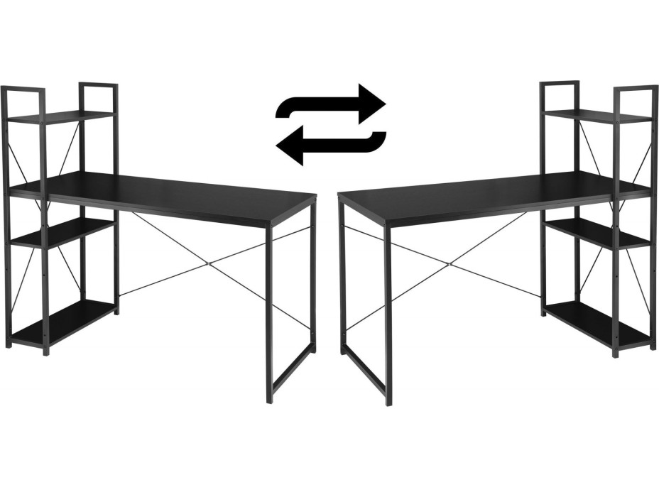 Písací stôl s policovým regálom TROSA - čierny