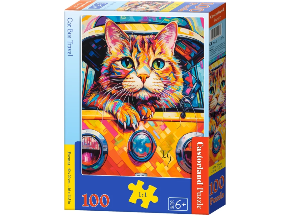 CASTORLAND Puzzle Mačka na cestách autobusom 100 dielikov