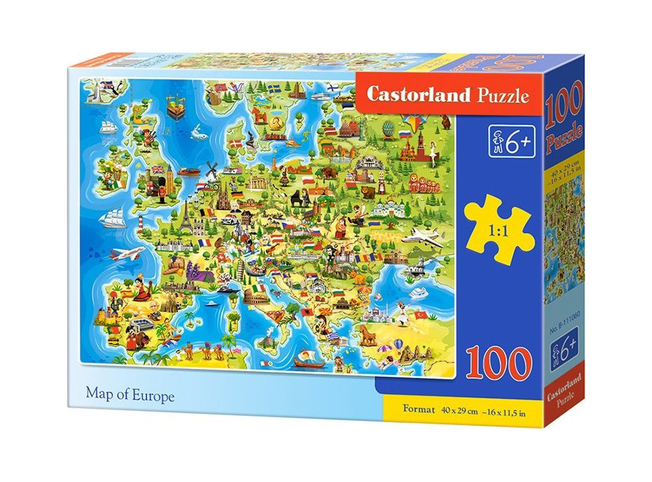 CASTORLAND Puzzle Mapa Európy 100 dielikov