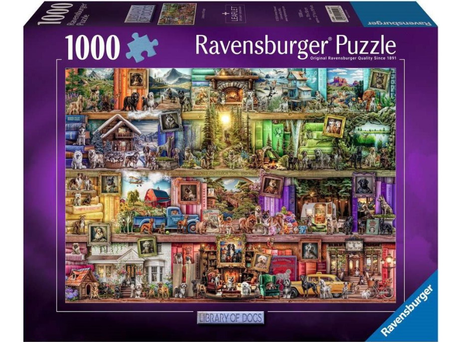 RAVENSBURGER Puzzle Psie knižnica 1000 dielikov