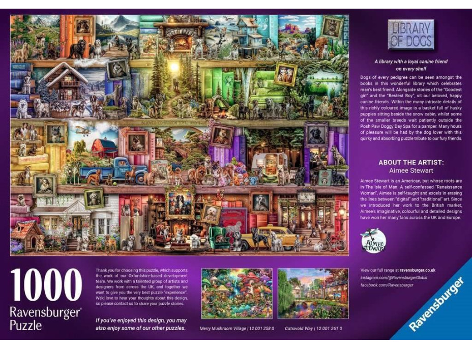 RAVENSBURGER Puzzle Psie knižnica 1000 dielikov