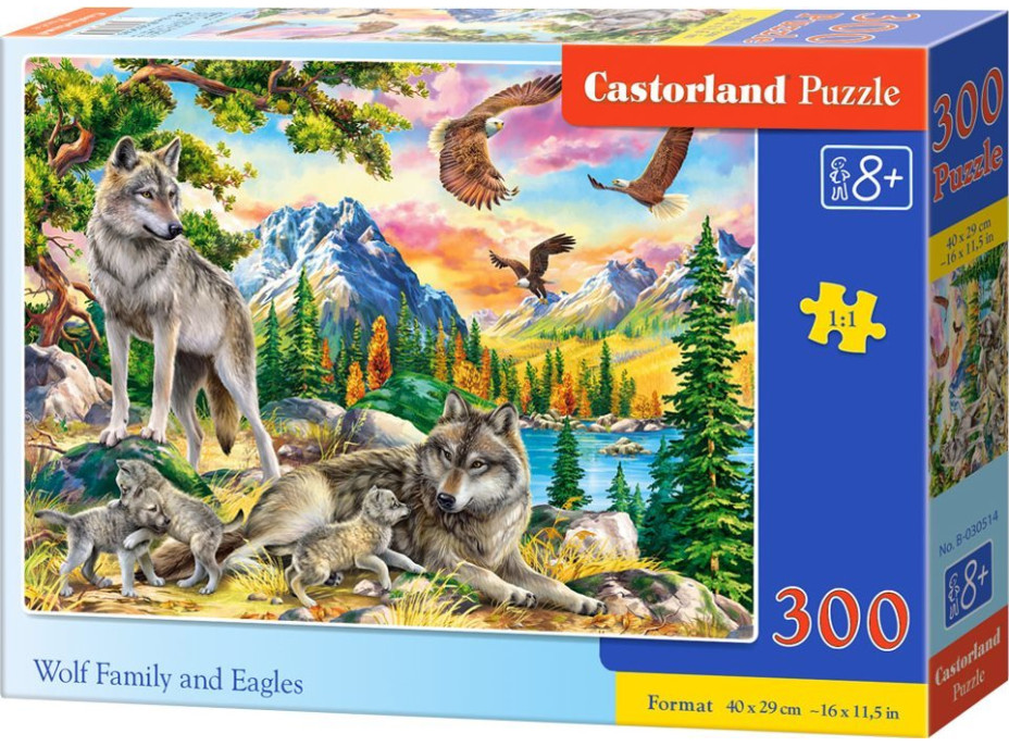 CASTORLAND Puzzle Rodina vlkov a orly 300 dielikov