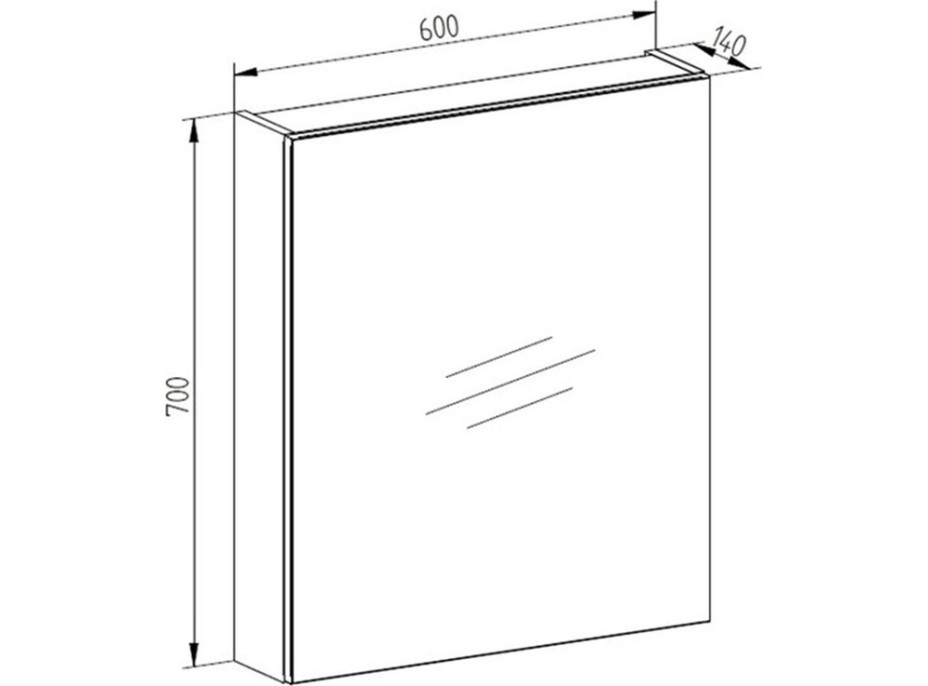 Kúpeľňová závesná skrinka AIRA so zrkadlom 60 cm - ľavá