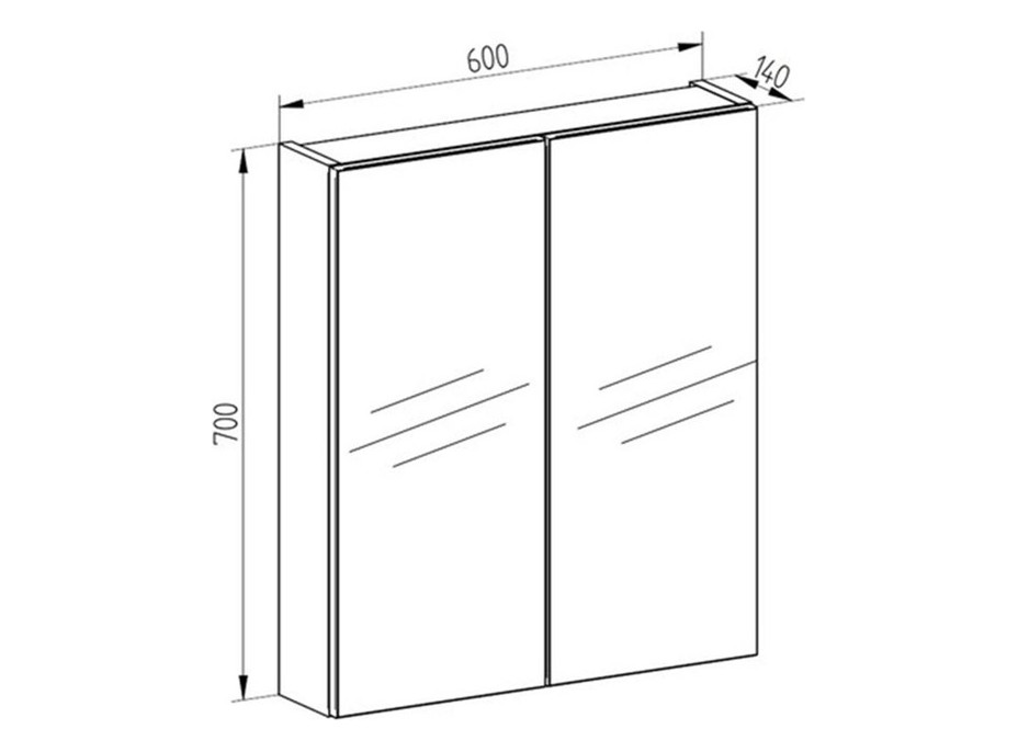 Kúpeľňová závesná skrinka so zrkadlom AIRA - 60 cm - 2x dvere