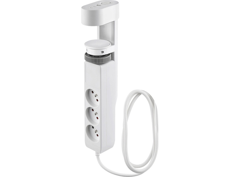 Solight 3z + USB A+C prenosné stolné zásuvky, 2m, biela, USB rýchlonabíjačka 20W PD