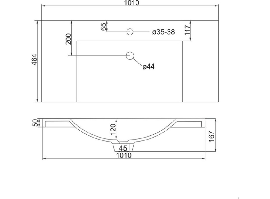 Koupelnová skříňka s umyvadlem z litého mramoru AIRA 101 cm