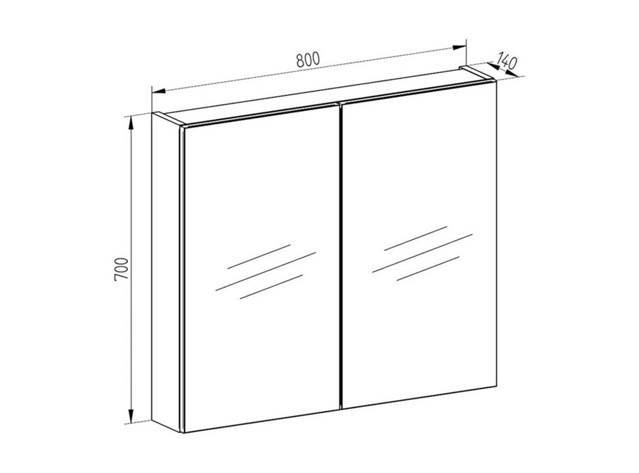 Kúpeľňová závesná skrinka so zrkadlom AIRA - 80 cm - 2x dvere