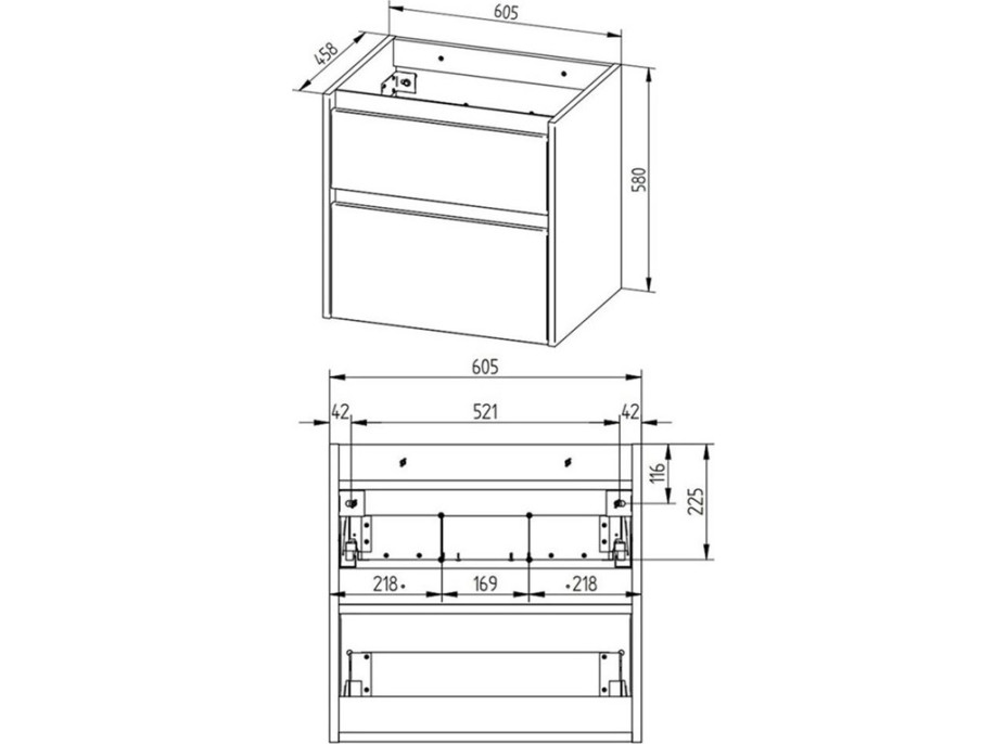 Kúpeľňová skrinka s umývadlom z liateho mramoru OPTO 61 cm